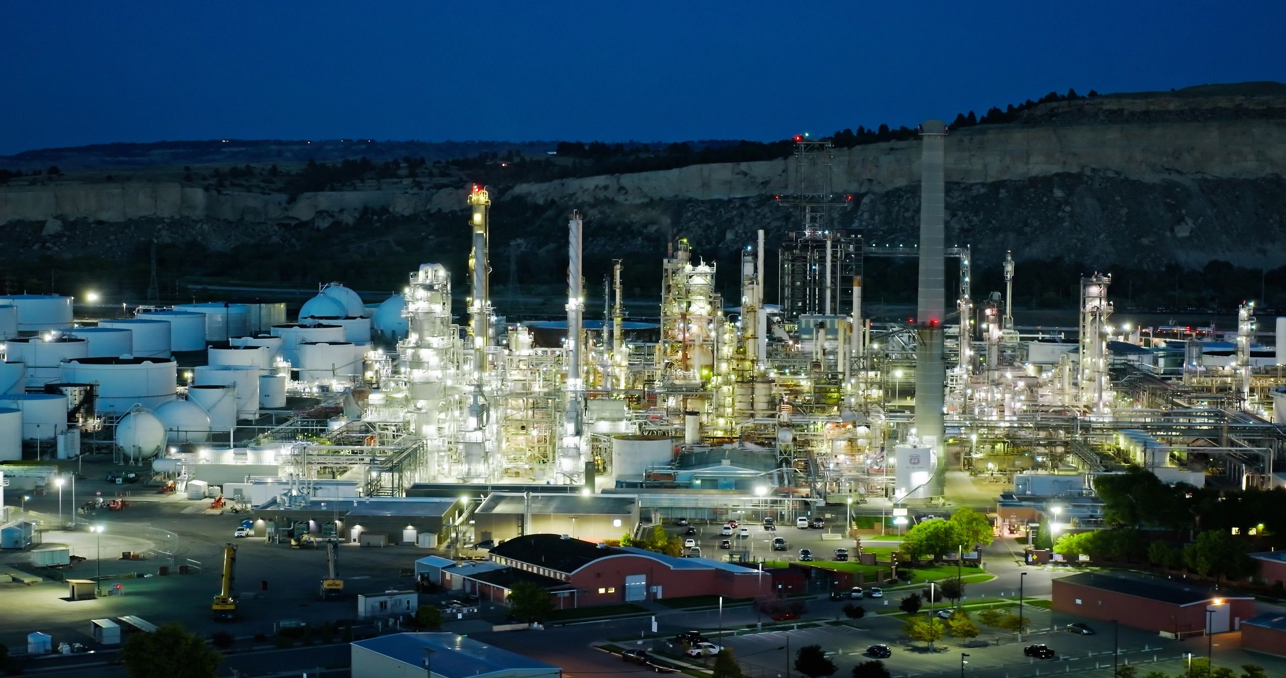 Industrial refinery and plant infrastructure at night