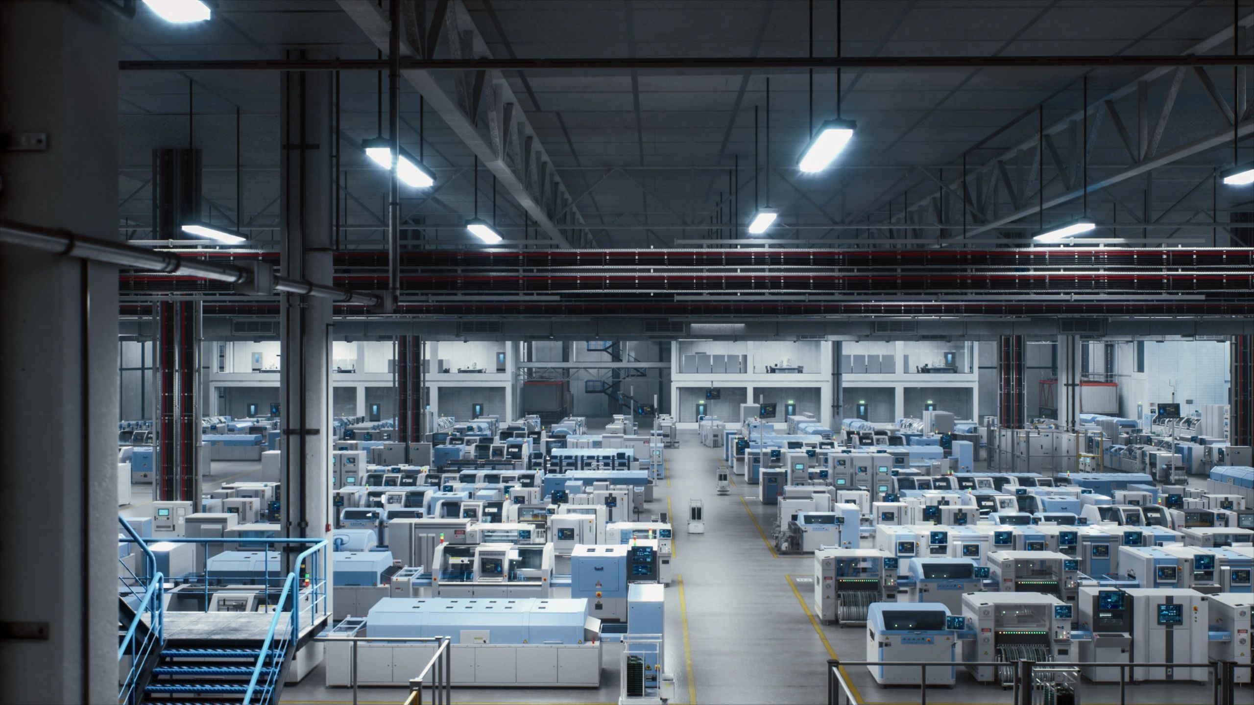High-tech manufacturing facility with advanced automation