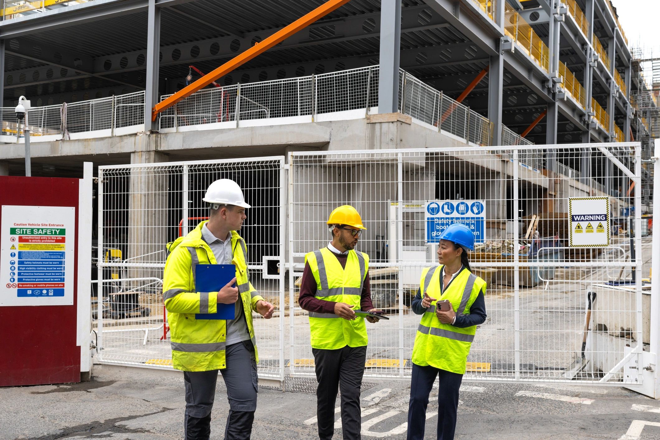 Engineering team collaborating on an industrial project site