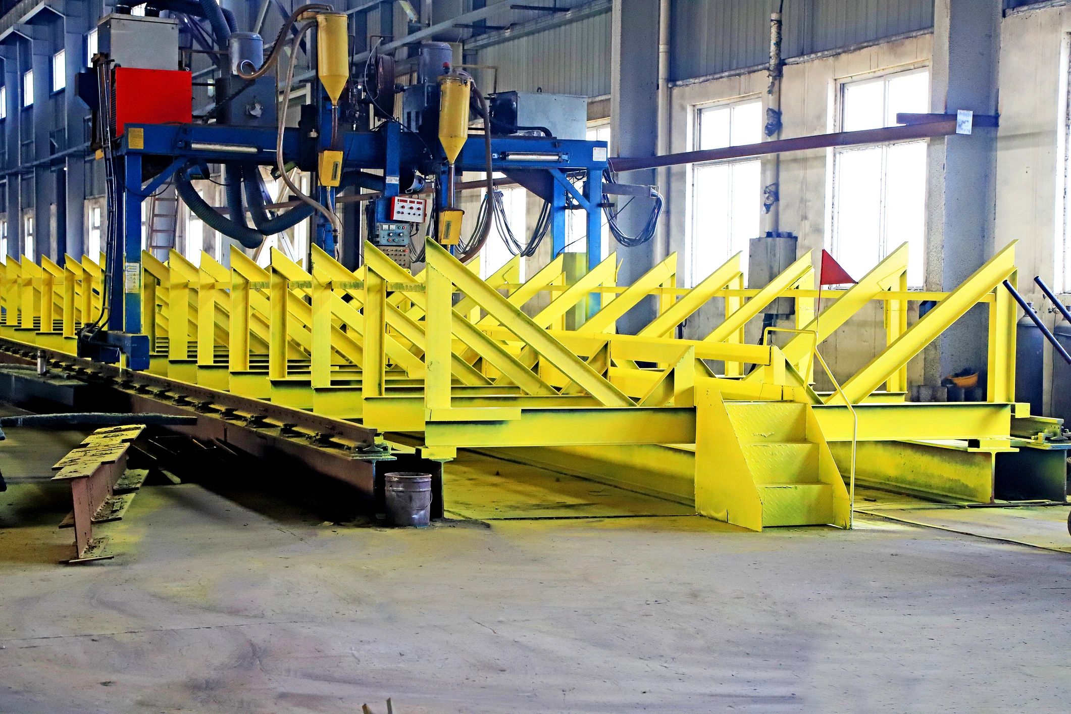 Automated industrial machinery in factory